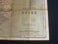 1800'S BACON'S COUNTY OF ESSEX GUIDE WITH LINEN MAP - ENGLAND - J 3974