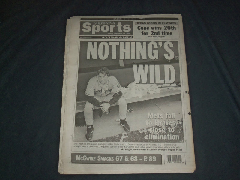 1998 SEP 27 NEW YORK DAILY NEWS NEWSPAPER - MARK MCGWIRE HITS 68TH HR - NP 4050
