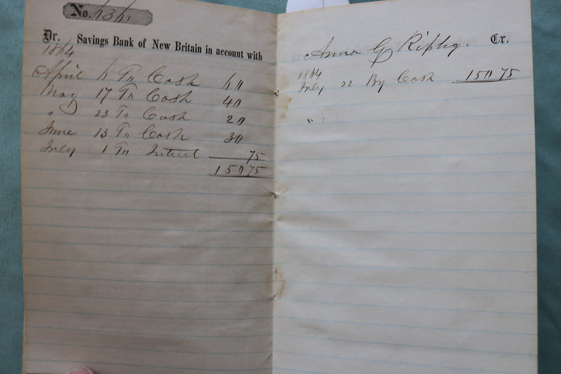 1860'S NEW BRITIAN SAVINGS BANK DEPOSITORS BOOK - K 3308