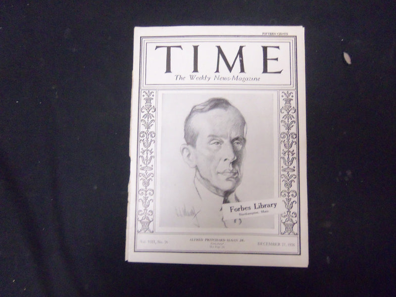 1926 DECEMBER 27 TIME MAGAZINE - ALFRED PRITCHARD SLOAN JR. - T 73