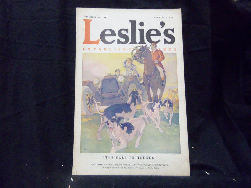 1913 NOVEMBER 20 LESLIE'S WEEKLY MAGAZINE - THE CALL TO HOUNDS - ST 1254