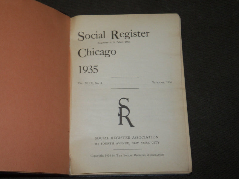 1934 & 1935 CHICAGO SOCIAL REGISTRY BOOK LOT OF 2 - KD 5194