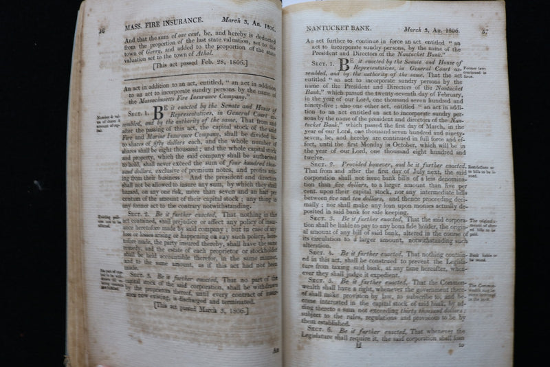 1806 LAWS OF THE COMMONWEALTH OF MASSACHUSETTS - SOFTCOVER BOUND - K 2885
