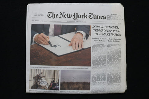 2025 JAN 22 NEW YORK TIMES - IN WAVE OF MOVES, TRUMP OPENS PUSH TO REMAKE NATION