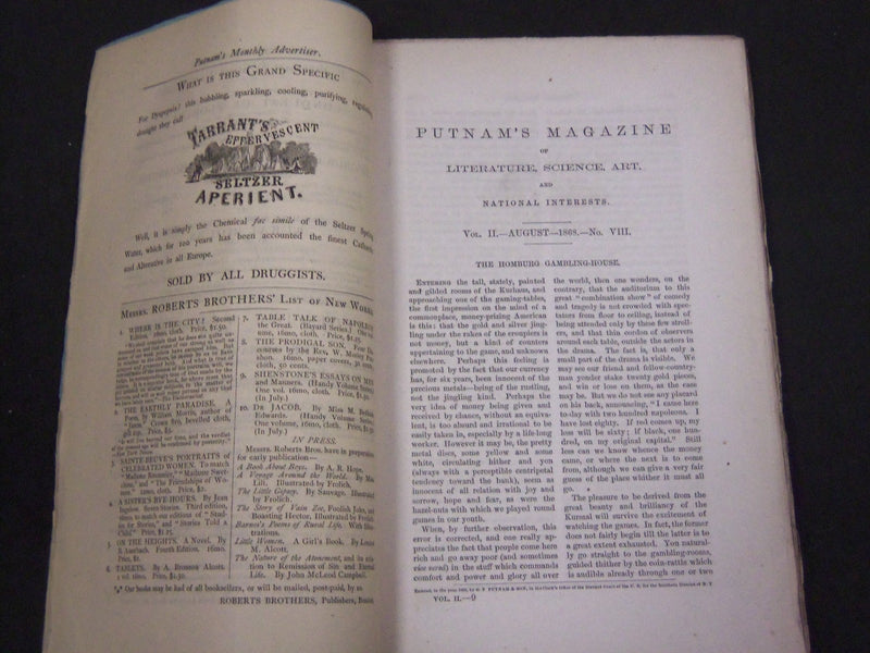 1868 PUTNAM'S MONTHLY MAGAZINE LOT OF 12 - VOLUME 1 - THOMAS NAST - WR 548