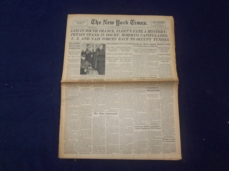 1942 NOV 12 NEW YORK TIMES-AXIS IN SOUTH FRANCE, FLEET'S FATE A MYSTERY- NP 6517