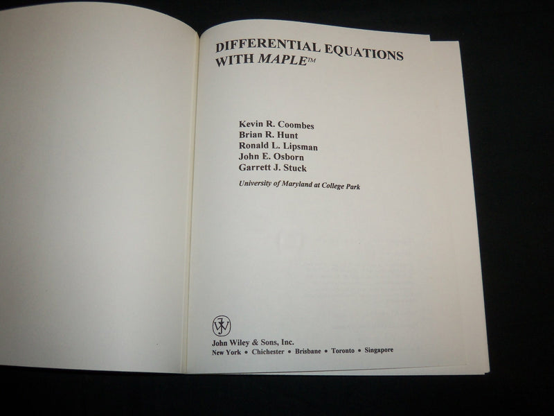 1996-2001 DIFFERENTIAL EQUATIONS WITH MAPLE BOOK LOT OF 2 - KD 6836