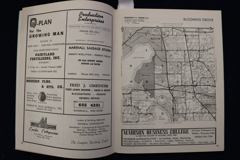 1968 DANE COUNTY WISCONSIN FARM PLAT BOOK AND DIRECTORY- SOFTCOVER - K 1429