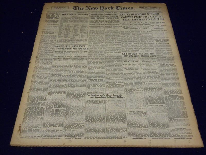 1936 NOV 8 NEW YORK TIMES - BATTLE IN MADRID SUBURBS LEFTISTS FIGHT ON - NT 1858
