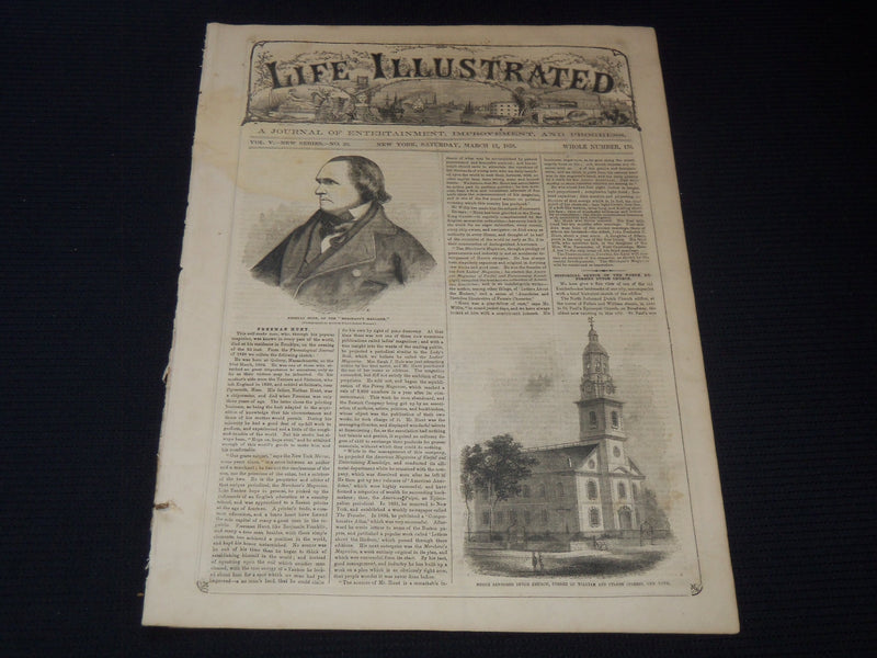1858 MARCH 13 LIFE ILLUSTRATED NEWSPAPER - PEABODY'S PROLIFIC CORN - NP 5895