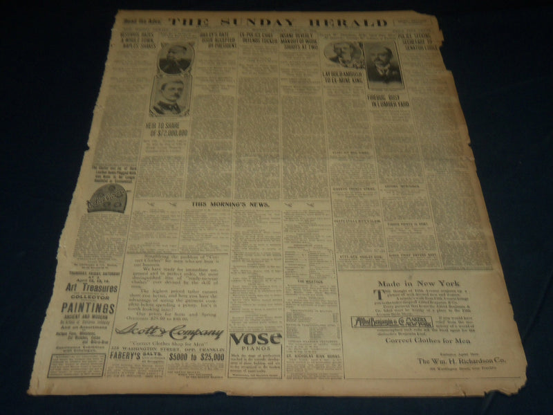 1906 APRIL 8 THE BOSTON HERALD NEWSPAPER - VESUVIUS RAZES A WHOLE TOWN - BH 278