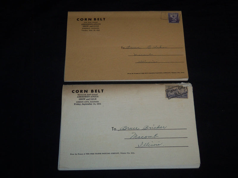 1951-1952 CORNBELT ANGUS BREEDERS FALL SALE CATALOG LOT OF 2 - ILLINOIS - J 9089