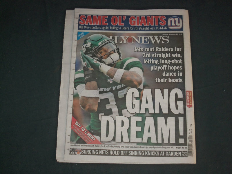 2019 NOVEMBER 25 NEW YORK DAILY NEWS NEWSPAPER - BLOOMBERG RUNNING FOR PRESIDENT