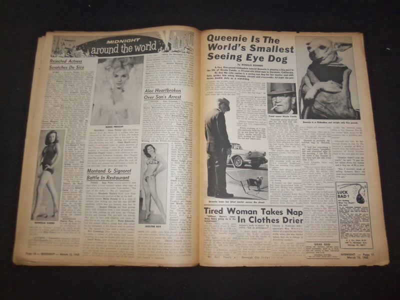1965 MARCH 15 MIDNIGHT NEWSPAPER - I'LL DO ANYTHING TO BE A STAR - NP 7339