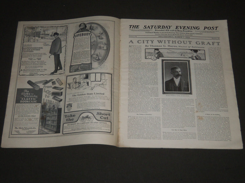 1903 MAR 7 THE SATURDAY EVENING POST MAGAZINE - FRANKLIN'S FIRST NUMBER - SP 685