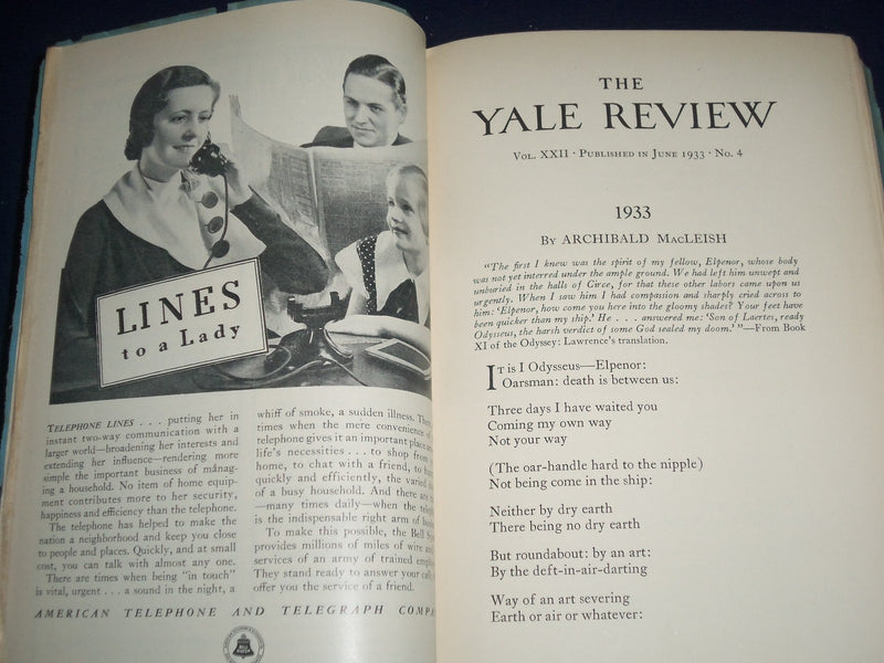 1928-1946 THE YALE REVIEW MAGAZINE LOT OF 7 - NICE ARTICLES & ADS - WR 748