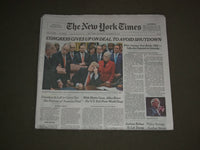 2018 DECEMBER 22 NEW YORK TIMES - IMPASSE OVER WALL SHUTS DOWN GOVERNMENT