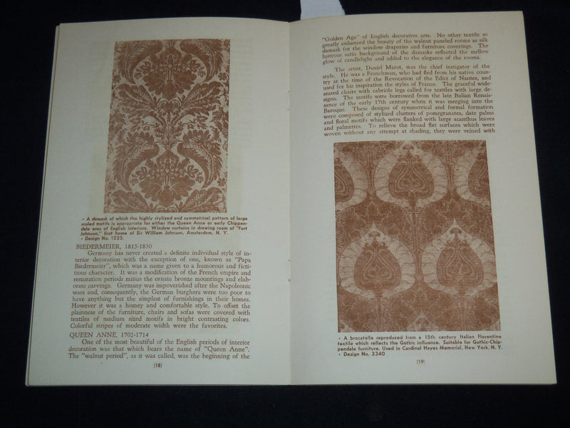 1950'S SCALAMAANDRE MUSEUM OF TEXTILE GUIDE - 200 YEARS OF DESIGNS - J 9072