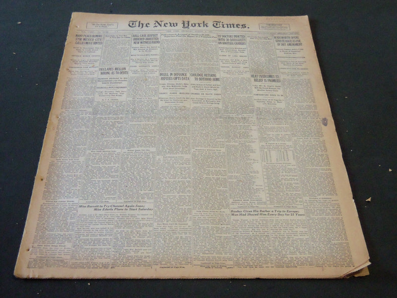 1926 AUGUST 5 NEW YORK TIMES - COOLIDGE RETURNS TO BOYHOOD HOME - NT 5569