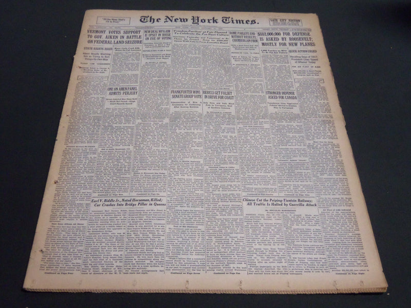 1939 JANUARY 13 NEW YORK TIMES - FRANKFURTER WINS SENATE GROUP VOTE - NT 6845