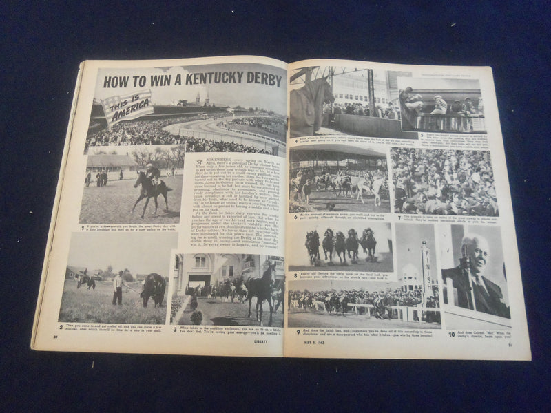 1942 MAY 9 LIBERTY MAGAZINE - DERBY DAY - LONELY WOMEN, AMERICA PROBLEM- B 4197K