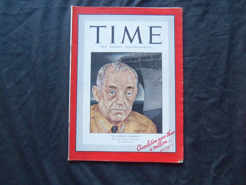 1942 AUGUST 17 TIME MAGAZINE - VICE ADMIRAL GHORMLEY - T 827