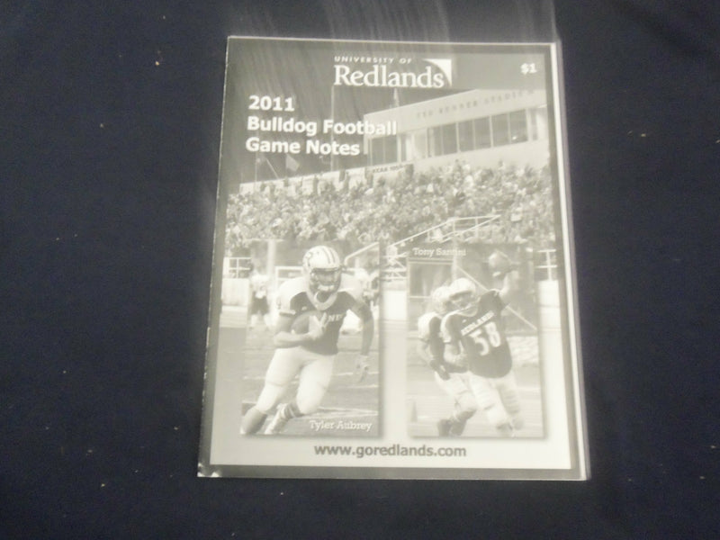 2011 UNIVERSITY OF REDLANDS FOOTBALL GAME NOTES - SP 1219E