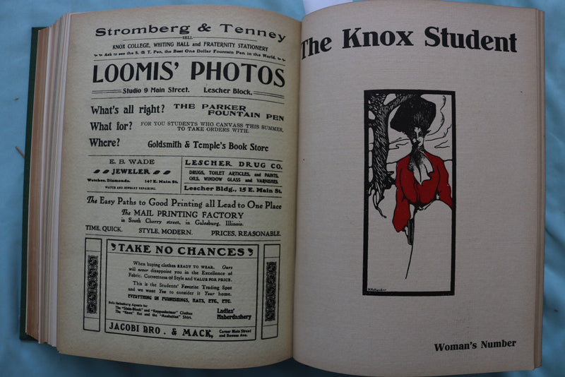 1904-1907 THE KNOX STUDENT HARDCOVER BOOKS - 2 VOLUMS - GALESBURG, IL - KD 9683