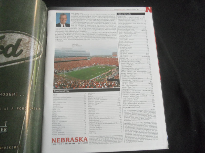 2003 SEP 13 FOOTBALL PROGRAM - UNIV OF NEBRASKA VS PENN STATE UNIV - B 5534S