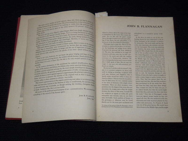 1942 THE SCULPTURE OF JOHN B. FLANNAGAN CATALOGUE - DOROTHY MILLER - J 8105