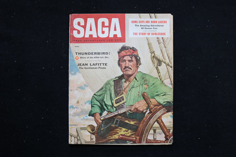 1956 FEBRUARY SAGA MAGAZINE - JEAN LAFITTE, THE GENTLEMAN PIRATE COVER - E 10597