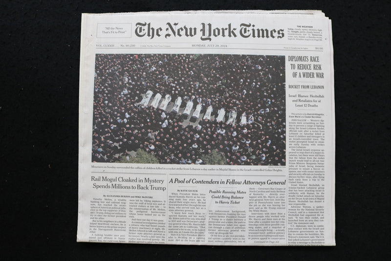 2024 JULY 29 NEW YORK TIMES - DIPLOMATS RACE TO REDUCE RISK OF A WIDER WAR