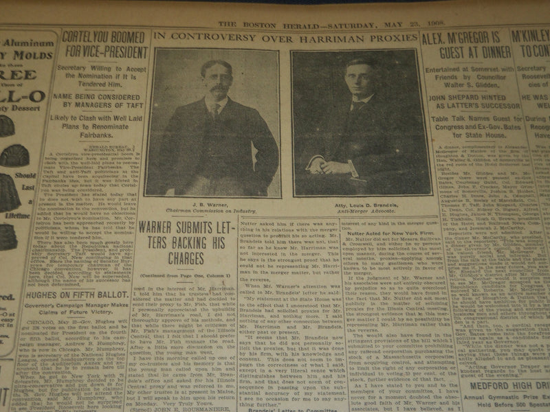 1908 MAY 23 THE BOSTON HERALD - BILL TO RESTRAIN NEW HAVEN FROM B & M - BH 73