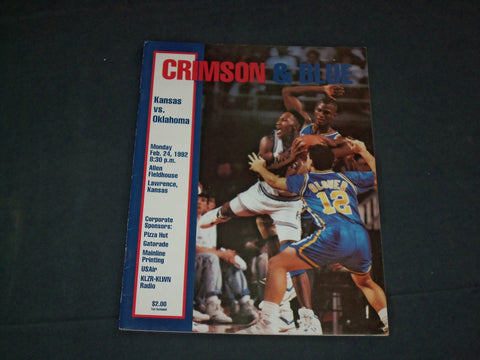 1992 FEB 24 UNIV. OF KANSAS VS. UNIV. OF OKLAHOMA BASKETBALL PROGRAM - J 3877