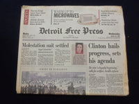 1994 JAN 26 DETROIT FREE PRESS NEWSPAPER -CLINTON HAILS HEALTH PROGRESS- NP 7235