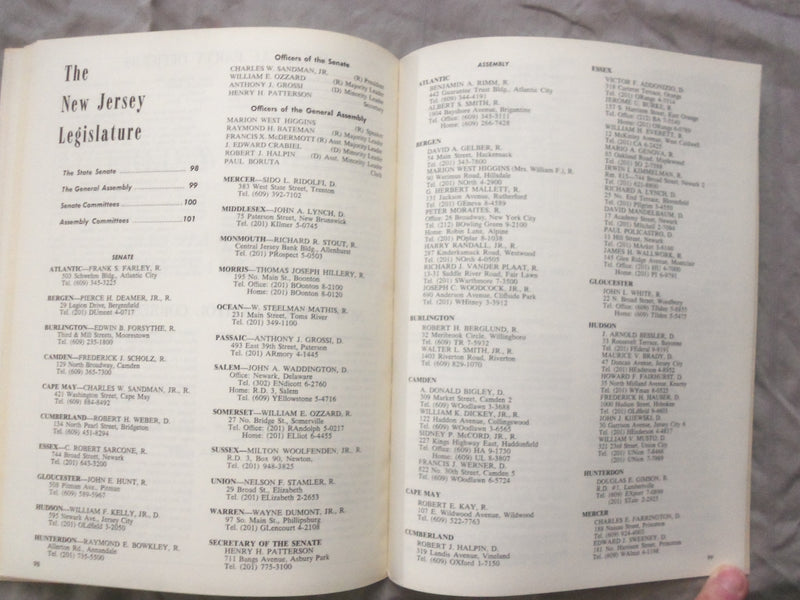1965 NEW JERSEY YEARBOOK AND GOVERNMENT GUIDE SOFTCOVER BOOK BY - K 269
