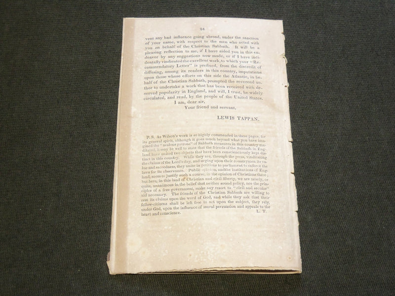 1831 LETTER TO ELEAZER LORD, ESQ - THE CHRISTIAN SABBATH BOOK - J 6212