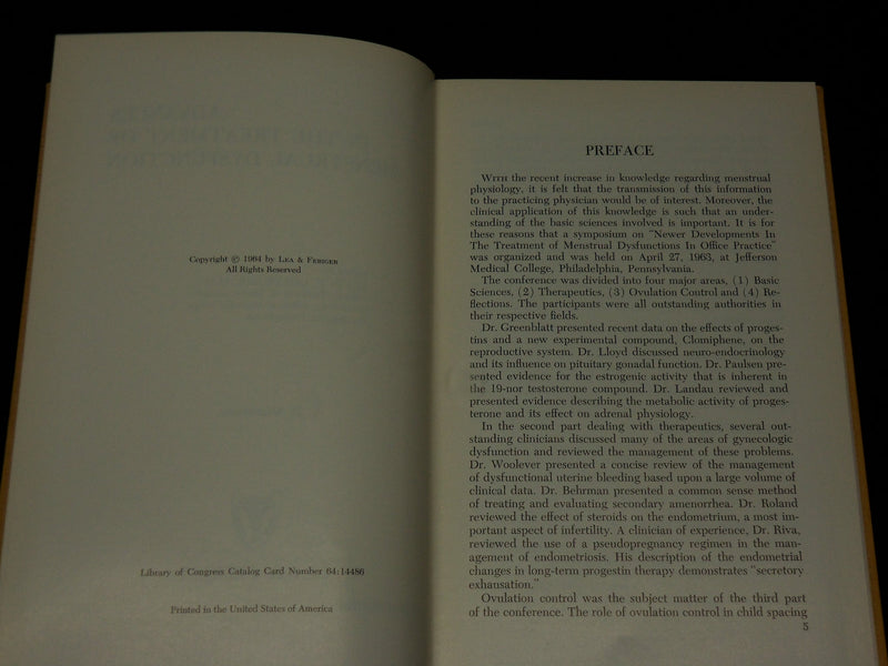 1964 ADVANCES IN THE TREATMENT OF MENSTRUAL DYSFUNCTION BOOK - KD 6108
