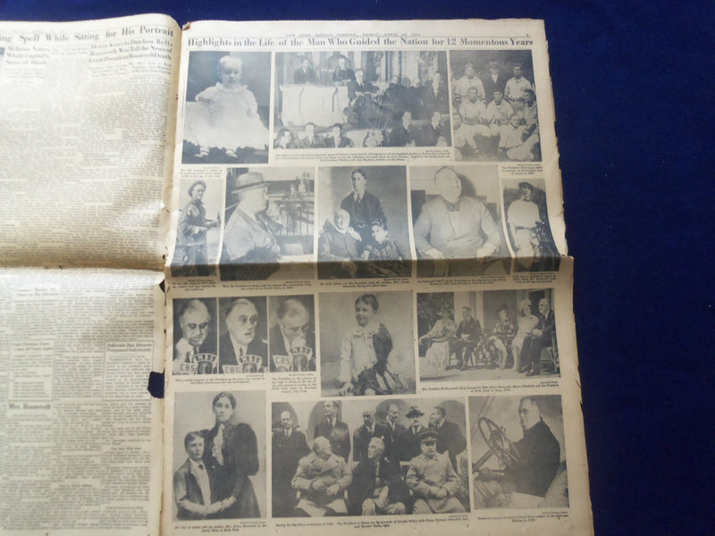 1945 APRIL 13 NEW YORK HERALD TRIBUNE NEWSPAPER-PRES ROOSEVELT IS DEAD - NP 6463