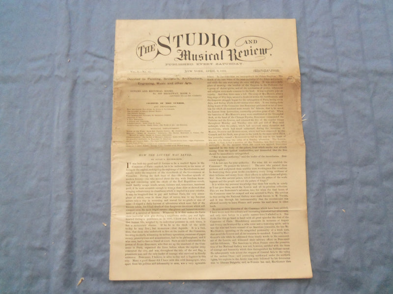 1881 THE STUDIO AND MUSICAL REVIEW NEWSPAPER - LOT OF 4 - NP 8416