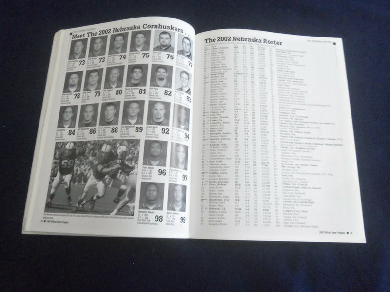 2002 OCT 12 FOOTBALL PROGRAM - UNIV OF NEBRASKA VS UNIV OF MISSOURI - ST 1116L