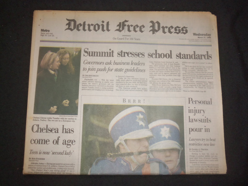 1996 MAR 27 DETROIT FREE PRESS NEWSPAPER-SUMMIT STRESSES SCHOOL STANDARD-NP 7621