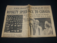 1939 JUNE12 BOSTON HERLAD NEWSPAPER - ROYALTY SPEED TO CANADA - NP 4251Y