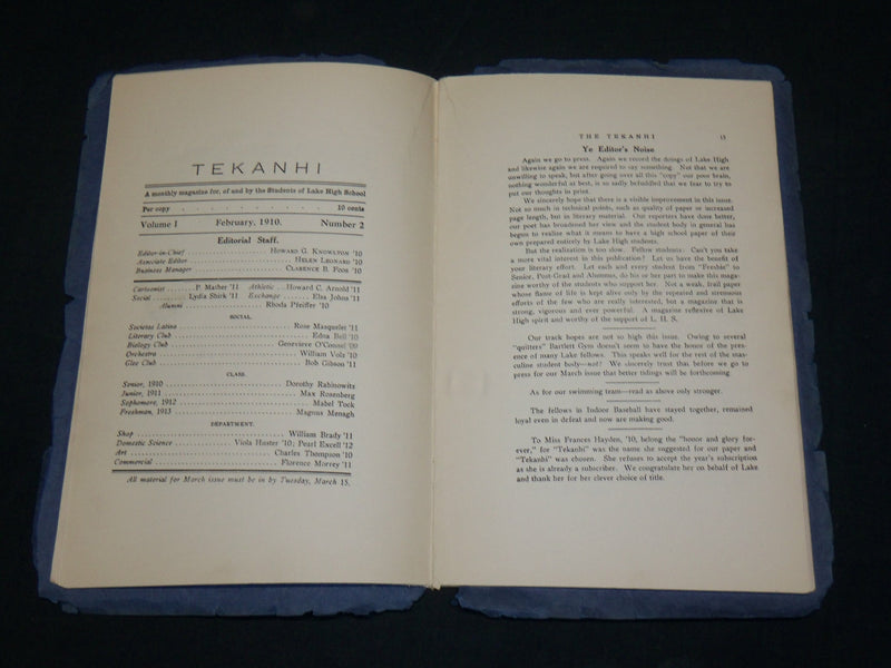 1910-1912 TEKANHI MONTHLY MAGAZINE LAKE HIGH SCHOOL LOT OF 14 - WR 715