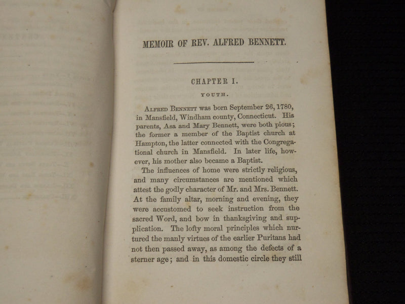 1852 MEMOIR OF ALFRED BENNETT BOOK BY H. HARVEY - KD 9420