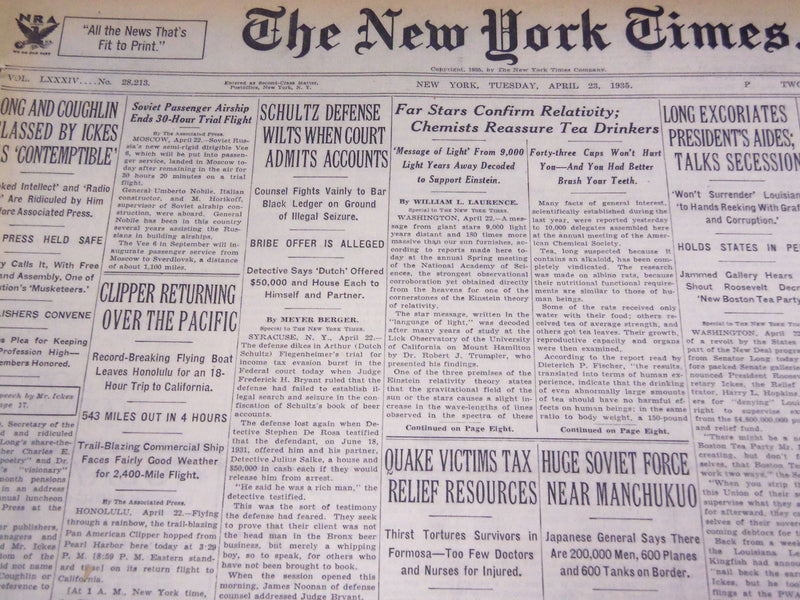 1935 APRIL 23 NEW YORK TIMES - SCHULTZ DEFENSE WILTS WHEN COURT ADMITS - NT 1861