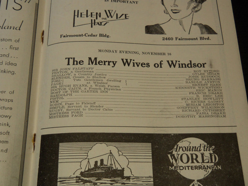 1931 OHIO THEATRE PROGRAM - SHAKESPEARE - J 8012