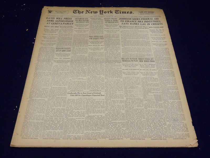 1933 AUGUST 23 NEW YORK TIMES - RACKETS INQUIRY PUSHED - NT 3849