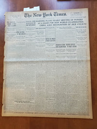 1921 NOVEMBER 26 NEW YORK TIMES -HARDING PLANS YEARLY MEETING OF POWERS -NT 8010