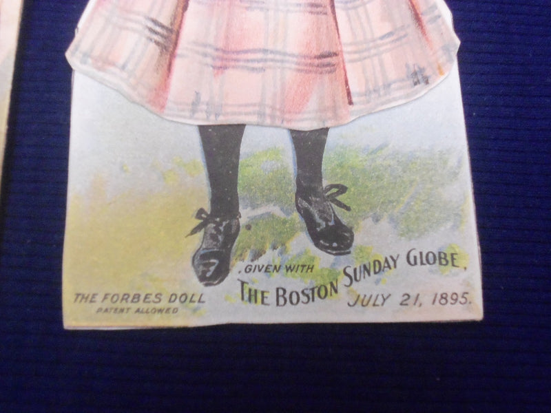 1895 JULY THE FORBES DOLL BOSTON GLOBE CUT OUTS LOT OF 2 FROM NEWSPAPER - J 1780
